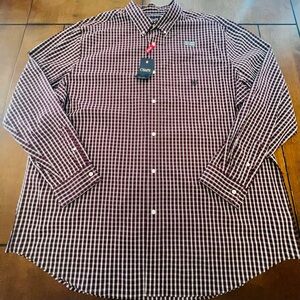Chaps Men's Maroon Plaid Button Down Shirt